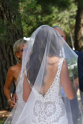 Cheap V-Neck Sleeveless V-Back Hollow Beach Wedding Dress